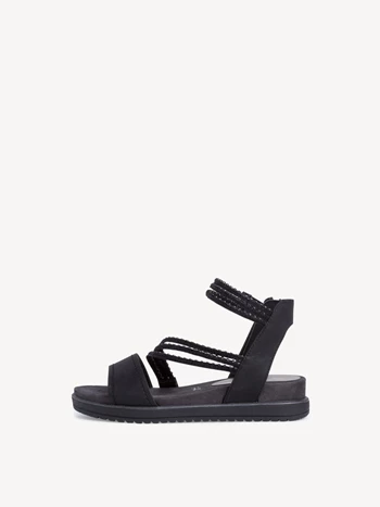 Női Tamaris Pántos Sarkú Éktalpú heeled Platform Szandál Fekete | YAM-564309