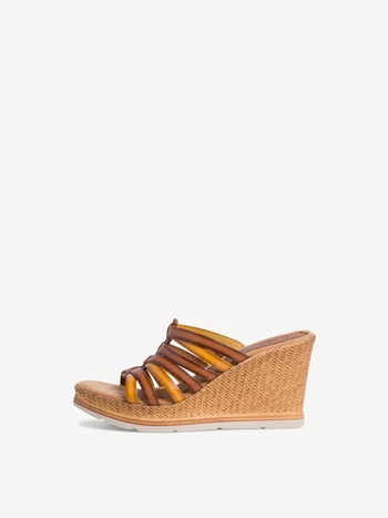 Női Tamaris Sarkú Éktalpú heeled Mule Cipő Barna | TBX-819604