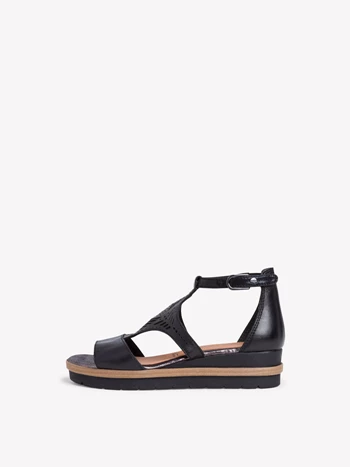 Női Tamaris Sarkú Éktalpú heeled Platform Szandál Fekete | ETG-065782