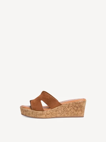 Női Tamaris Sarkú Éktalpú heeled Platform Mule Cipő Barna | FBT-132084