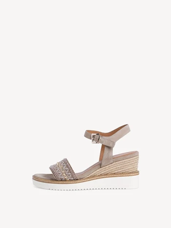 Női Tamaris Sarkú Éktalpú heeled Platform Szandál Barna / Szürke | HQR-175946