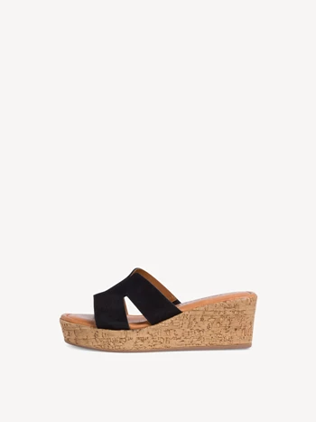 Női Tamaris Sarkú Éktalpú heeled Platform Mule Cipő Fekete | NOM-157042