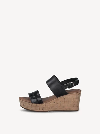 Női Tamaris Sarkú Éktalpú heeled Platform Szandál Fekete | QTU-194820