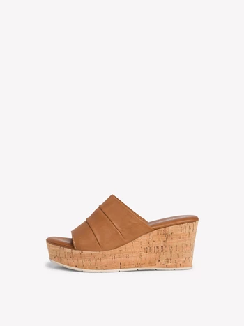 Női Tamaris Sarkú Éktalpú heeled Platform Mule Cipő Barna / Piros | SPW-497215