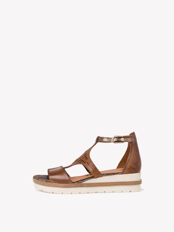 Női Tamaris Sarkú Éktalpú heeled Platform Szandál Barna | XKF-561930